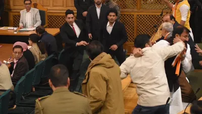 watch  bjp legislators clash with pdp  pc mlas in assembly