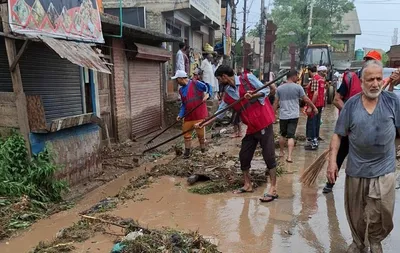 khrew flash flood  no significant damage  rescue ops on  say officials