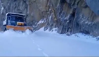 snow clearance operation starts near zojila on srinagar leh highway