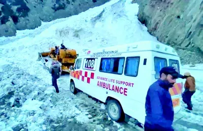 avalanche along zojila pass   ambulance carrying expecting mother rescued