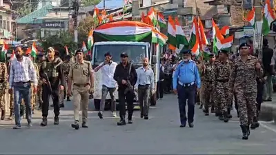 tiranga rally led by dc   sp held at govt boys degree college pulwama