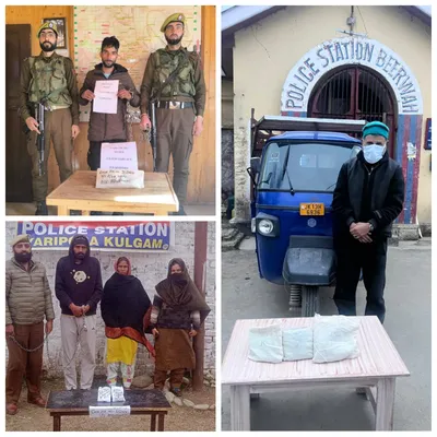 police arrest 4 drug peddlers in separate incidents in kashmir