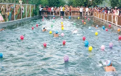 evening swimming competition enthrals pulwama residents