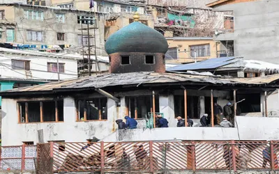 historical masjid damaged in fire incident in kargil