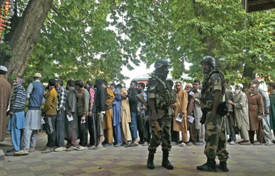 first time voters throng polling stations in south kashmir