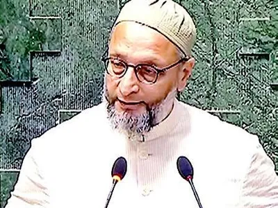 owaisi’s ‘jai palestine’ slogan in lok sabha draws bjp’s wrath