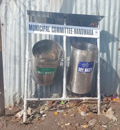 several dustbins get damaged in handwara market within 2 months of being installed