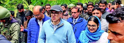 omar abdullah visits flood affected areas in handwara  kupwara