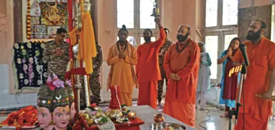 charri mubarak kept at amareshwar temple in akhara building for darshan