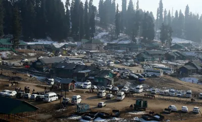 in pictures  unusual dry spell  absence of snow at gulmarg disheartens tourists