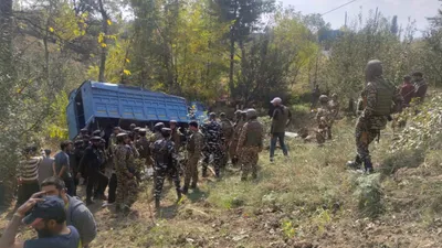 truck carrying crpf personnel skids off road in budgam  12 injured