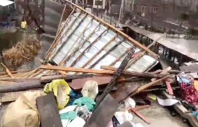 gusty winds damage several structures in city areas