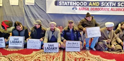 statehood  6th schedule demands in ladakh   kda’s 3 day hunger strike begins in kargil