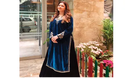 pheran magic  bollywood actress bhagyashree dons kashmiri designer s creation