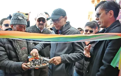 mp ladakh visits zanskar sub division  inaugurates key facilities