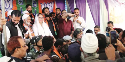 dr darakhshan andrabi addresses election rally at rajpora