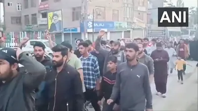 protest held against killing of hezbollah chief nasrallah in kashmir s budgam