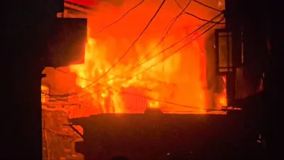fire breaks out in batamaloo srinagar  two firefighters injured