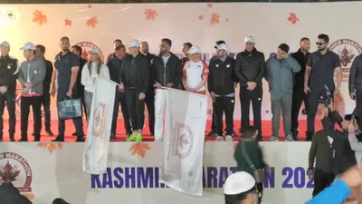 cm omar abdullah flags off kashmir s first international marathon