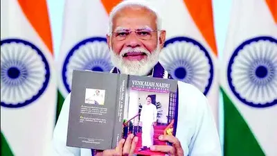 pm modi releases 3 books on life  journey of venkaiah naidu