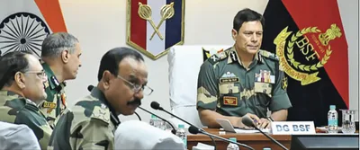 dg bsf reviews security situation along ib at jammu frontier