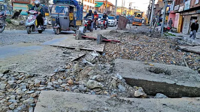 stuck in slow lane   delayed srinagar projects choke daily life