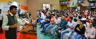 union sports minister visits multi sports complex  interacts with sportspersons