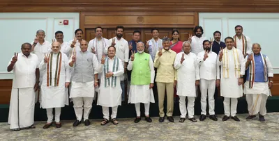 nda leaders unanimously elect narendra modi as alliance leader