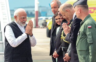 pm modi arrives in poland for 2 day historic visit