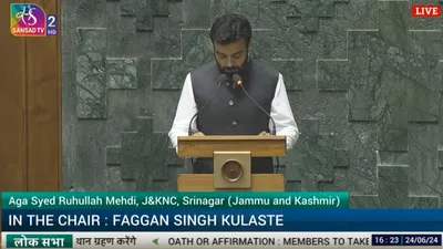 srinagar parliamentarian aga ruhullah takes oath in kashmiri