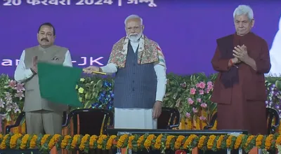 pm modi flags off first electric train in kashmir  also train service between sangaldan   baramulla