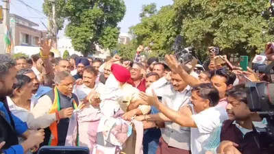 bjp workers stage protest against dy cm in jammu