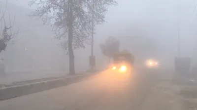 fog blankets srinagar as cold wave sweeps kashmir