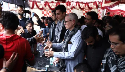 omar abdullah visits refreshment camp at alamgari bazar