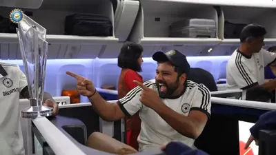  teamindia traveling with the prestigious t20 world cup trophy on the way back home 