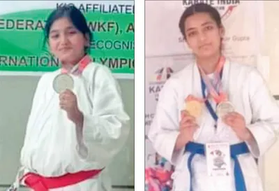 gvei students shine with gold  silver medals in j k karate championship