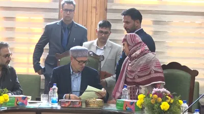 cm presides over review meeting in ganderbal  meets delegations