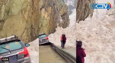 snow avalanche hits vehicles on srinagar leh highway near sonamarg