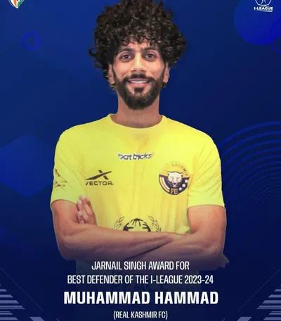 hammad becomes 1st j k footballer from j k to win best defender award from aiff