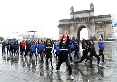 ncc cadets perform yoga at iconic sites across country