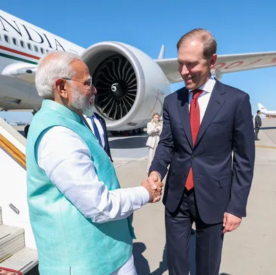pm modi arrives in moscow for 22nd india russia annual summit