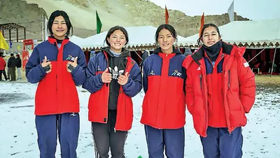 khelo india winter games 2024   history on ice  ladakh women s team skate to gold