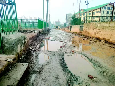 defunct drainage  dilapidated link road at hawal irk residents