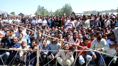 in frames  er rashid addresses energetic supporters at first rally after being freed from tihar