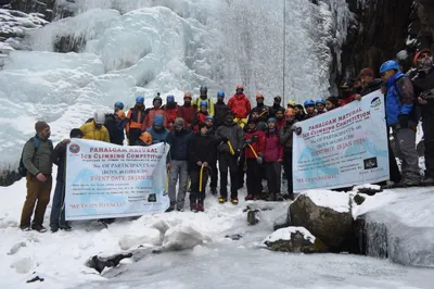 natural ice climbing wall competition held in pahalgam