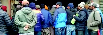 people in kargil queue up to get essentials