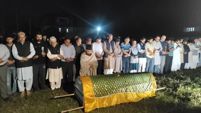 funeral prayers of j k s first muslim ias officer m shafi pandit held in srinagar