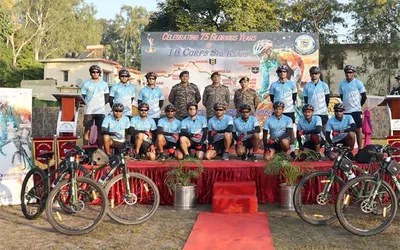 goc 16 corps flags off platinum jubilee cycle expedition