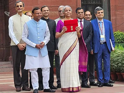 finance minister nirmala sitharaman reaches ministry ahead of union budget presentation