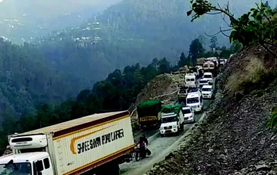 srinagar jammu national highway blocked as truck turns turtle near ramban